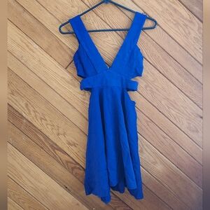 Uptown USA Royal Blue Deep V Cutout Small Sleeveless Mini Dress